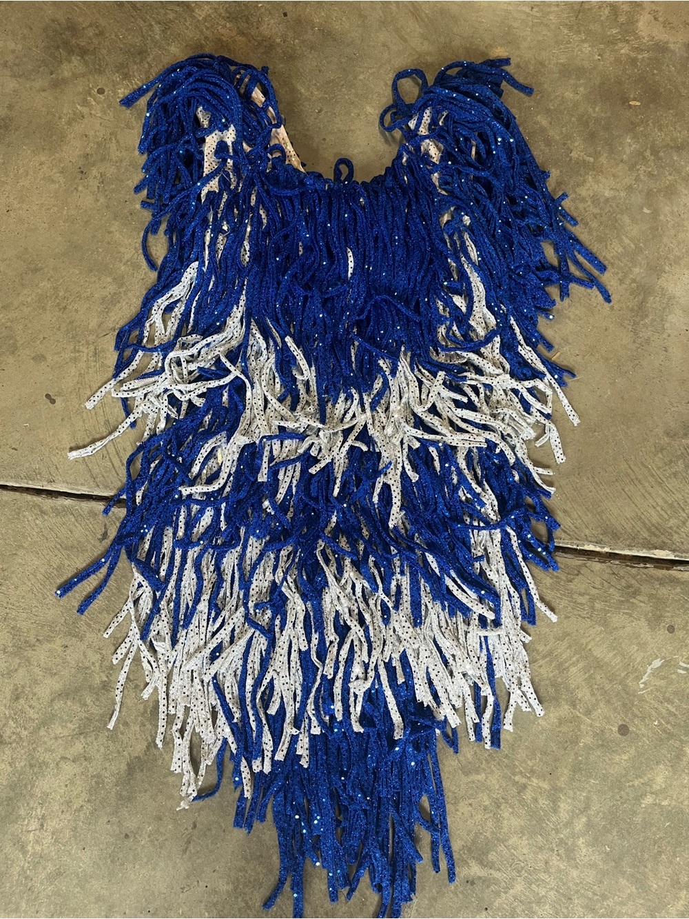 Blue and White Fringe bodysuit/Flapper style costume